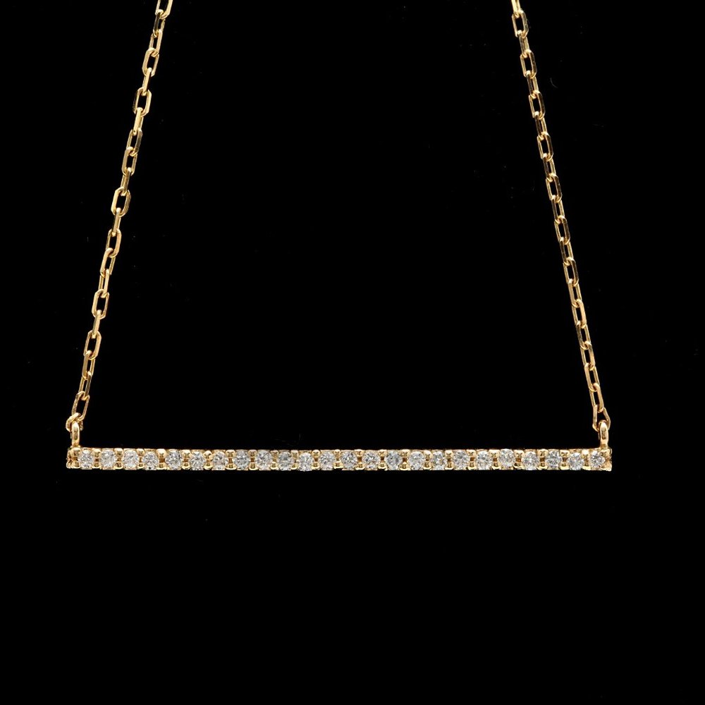0.25Ct Splendid 14K Solid Yellow Gold Bar Necklace